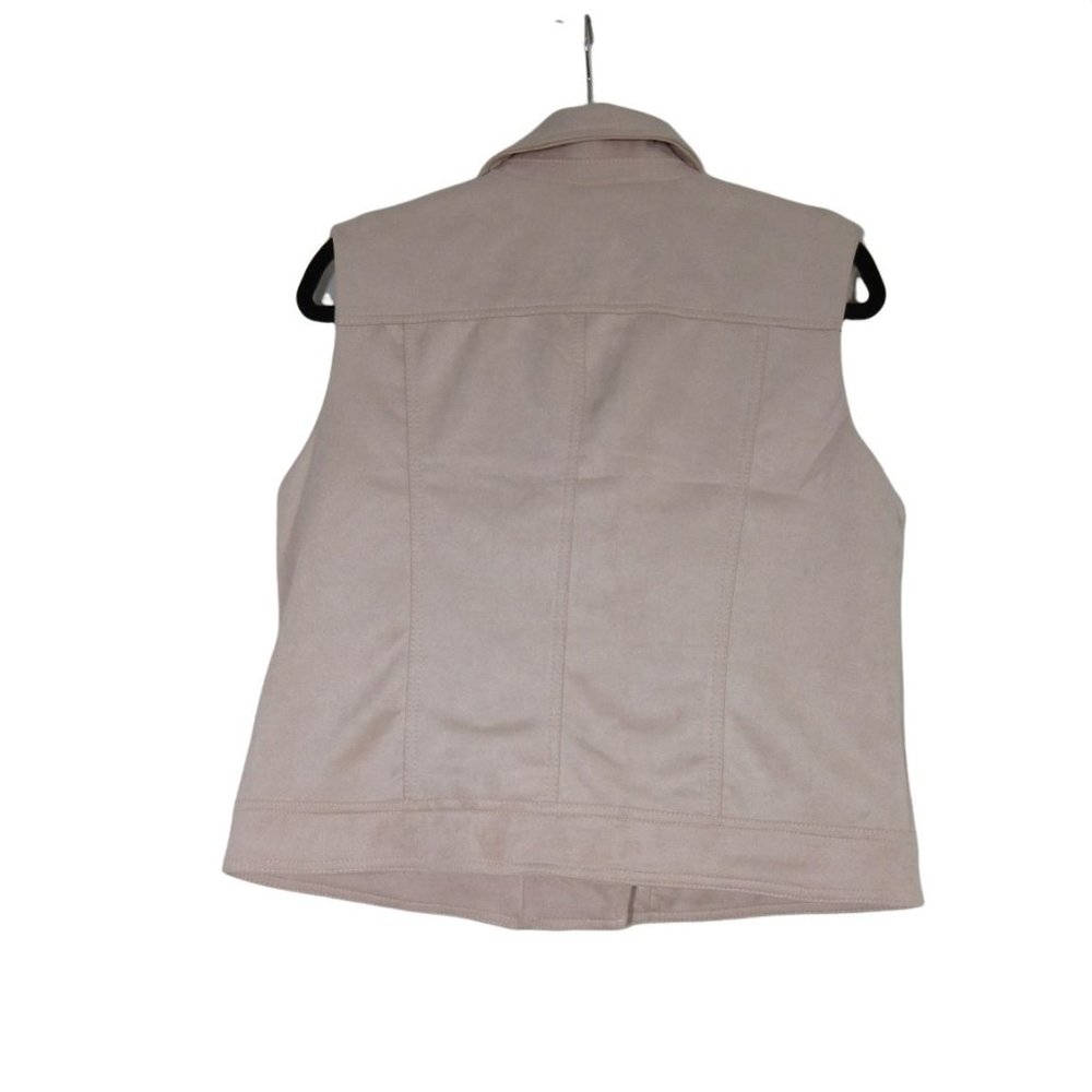Philosophy women's soft pink vegan faux leather‎ suede moto vest, L - Picture 2 of 12